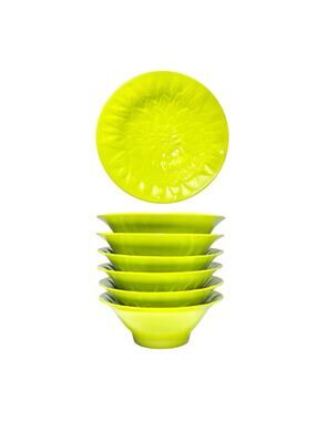 2006 Target Home New 6 Lime Green Flower Melamine Plastic Dip Bowls 6”